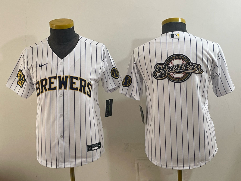 Youth 2026 Milwaukee Brewers blank white Game Nike MLB Jersey 08230014